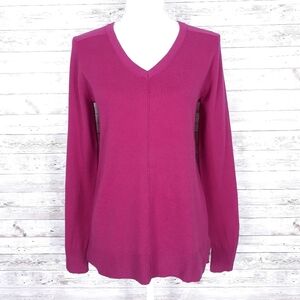 Karen Scott Soft VNeck Sweater S Magenta 955
